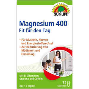 Витамины SUNLIFE (Санлайф) Magnesium Магнезиум 400 Fit fur den Tag таблетки для активного дня 32 шт